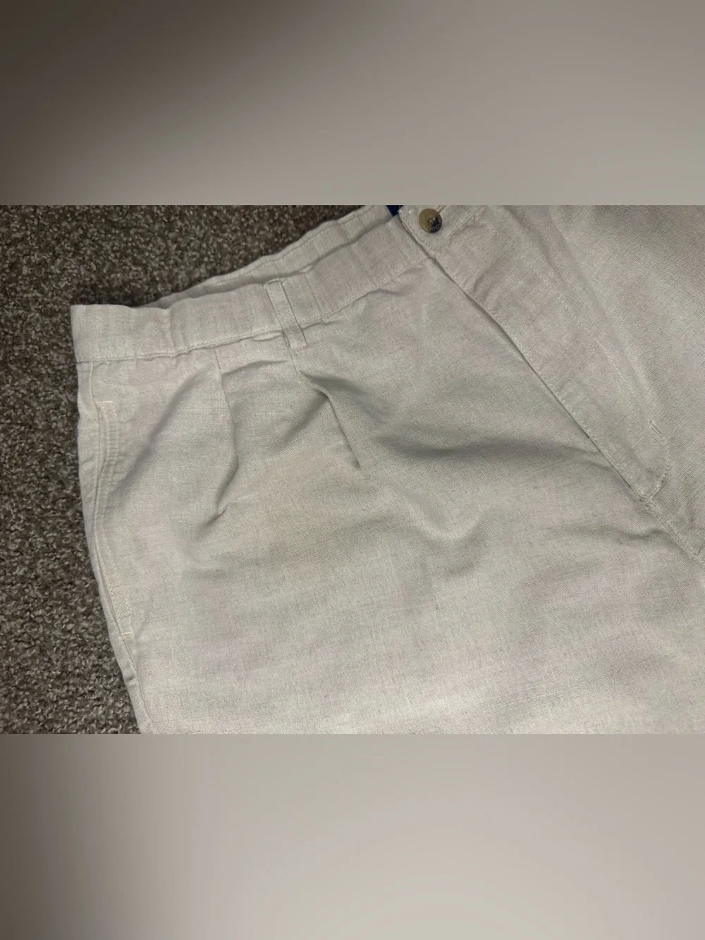 Club Room by Charter Club Men’s Linen Blend Pants Beige Pleated 42x30 Cuffe